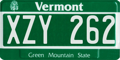 VT license plate XZY262