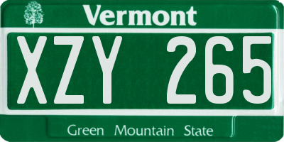 VT license plate XZY265
