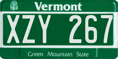 VT license plate XZY267