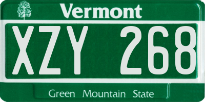 VT license plate XZY268