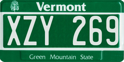 VT license plate XZY269