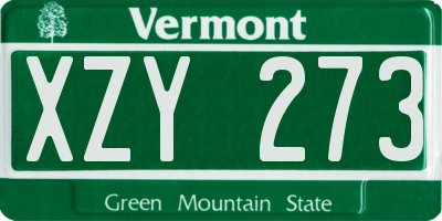 VT license plate XZY273