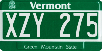 VT license plate XZY275