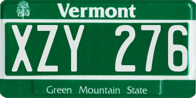 VT license plate XZY276