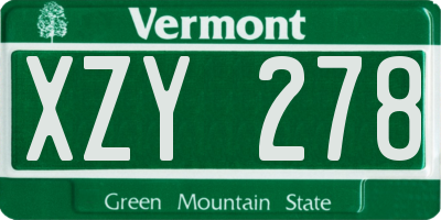 VT license plate XZY278
