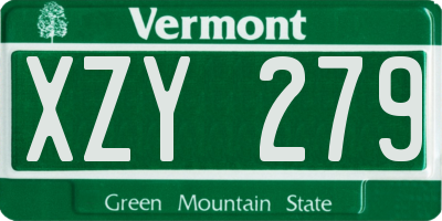 VT license plate XZY279
