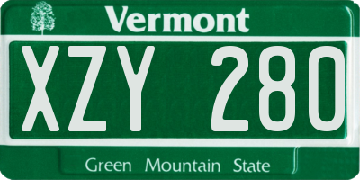 VT license plate XZY280