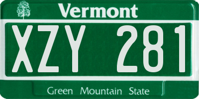 VT license plate XZY281