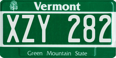 VT license plate XZY282