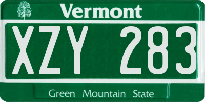 VT license plate XZY283