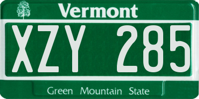VT license plate XZY285