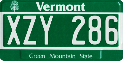 VT license plate XZY286