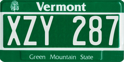 VT license plate XZY287