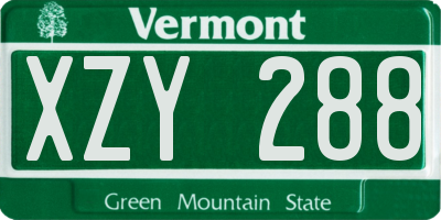 VT license plate XZY288