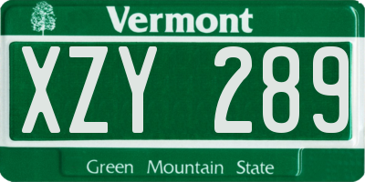 VT license plate XZY289