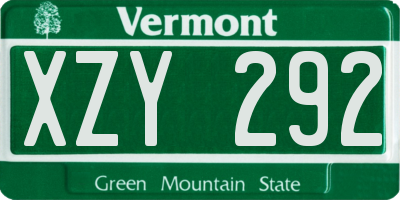 VT license plate XZY292