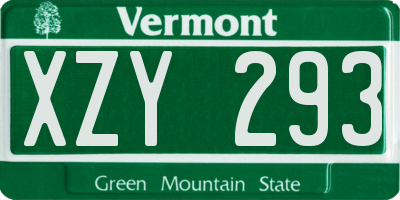 VT license plate XZY293