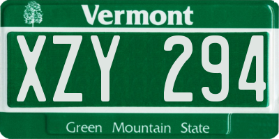 VT license plate XZY294