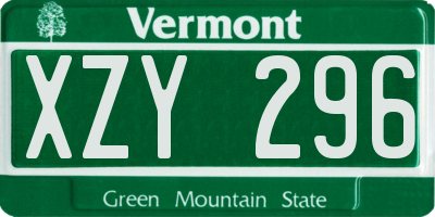 VT license plate XZY296