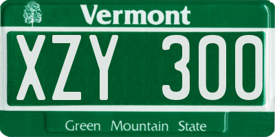 VT license plate XZY300