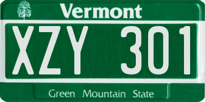 VT license plate XZY301
