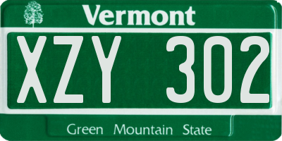 VT license plate XZY302