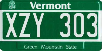 VT license plate XZY303