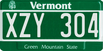 VT license plate XZY304