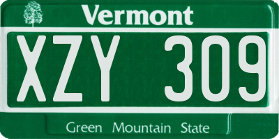 VT license plate XZY309