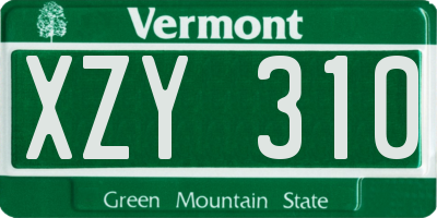 VT license plate XZY310