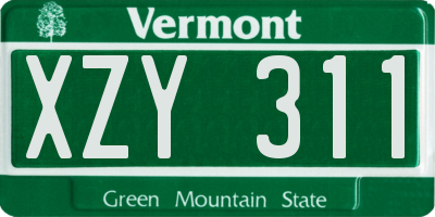 VT license plate XZY311