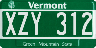 VT license plate XZY312