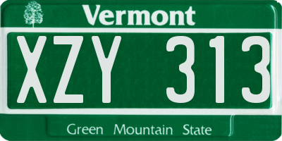 VT license plate XZY313