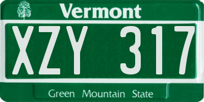VT license plate XZY317