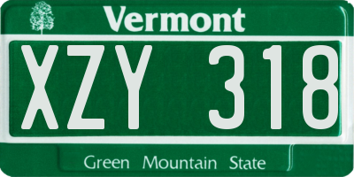 VT license plate XZY318