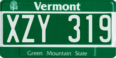 VT license plate XZY319