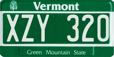 VT license plate XZY320