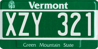 VT license plate XZY321