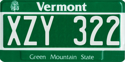 VT license plate XZY322