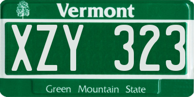 VT license plate XZY323