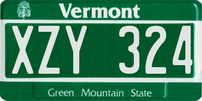 VT license plate XZY324