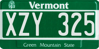 VT license plate XZY325