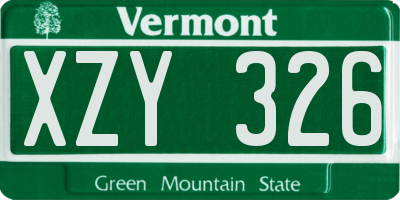VT license plate XZY326