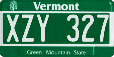 VT license plate XZY327