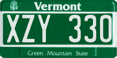 VT license plate XZY330