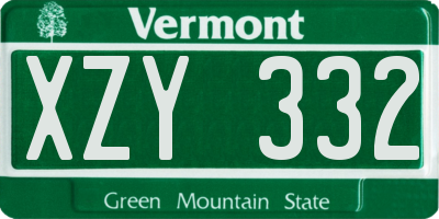 VT license plate XZY332