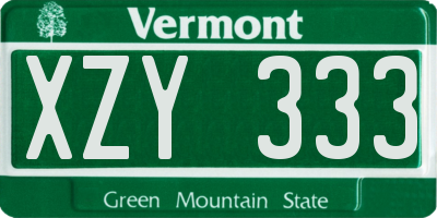 VT license plate XZY333