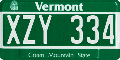 VT license plate XZY334