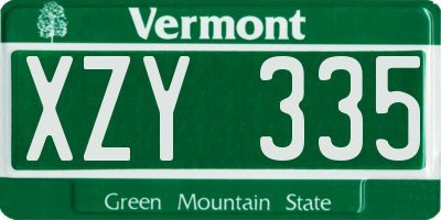 VT license plate XZY335