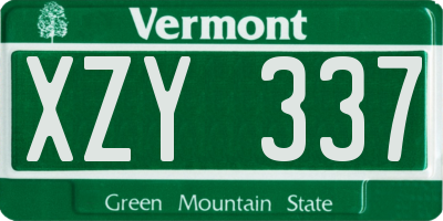 VT license plate XZY337